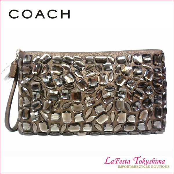 COACH ☆スプリングSALE☆ 未使用 COACH コーチ レザー ビジュー付き 