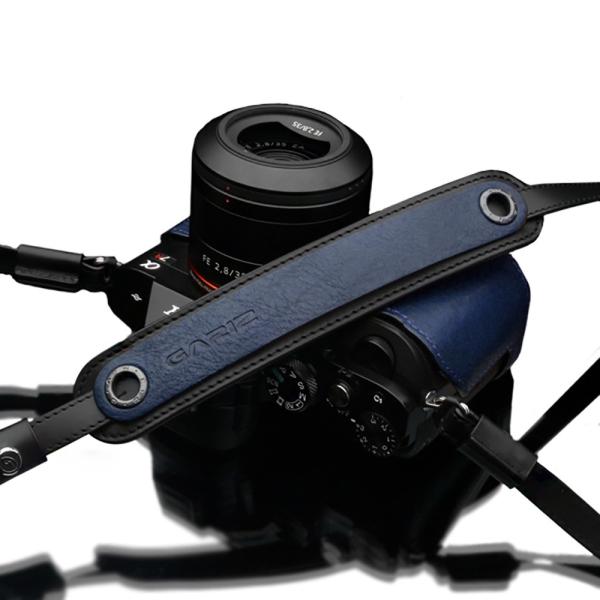 nex-6 ダブルズームGARIZカバーストラップ GARIZ 本革カメラネックストラップ XS-CHLSNV3 ネイビー : スマイル