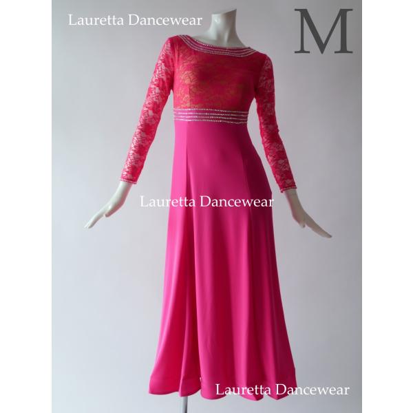 新品✨ラウレッタ 社交ダンスドレス ピンク M 高級仕様 競技 デモ対応 lauretta_op20245m