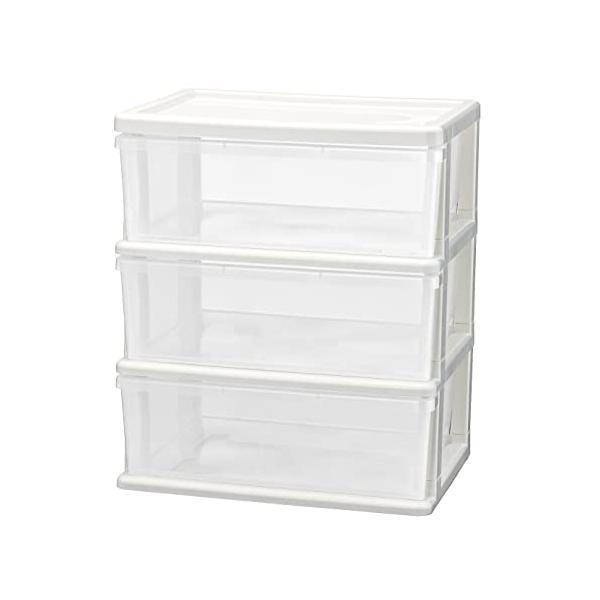 他サイト： JEJアステージ 収納チェスト シーズワイド 3段 ホワイト 日本製 簡単組み立て 幅54×奥行40×高さ63.5cmの商品画像