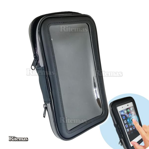 スマートフォン用防滴バイク、自転車ホルダー。径22.2m〜24.8mのハンドルに対応したマウント設計。ファスナー部が露出しない設計で雨などに濡れても内部に侵入しにくい構造になっています。収納したままタッチ操作が可能。・タッチパネル操作対応・...