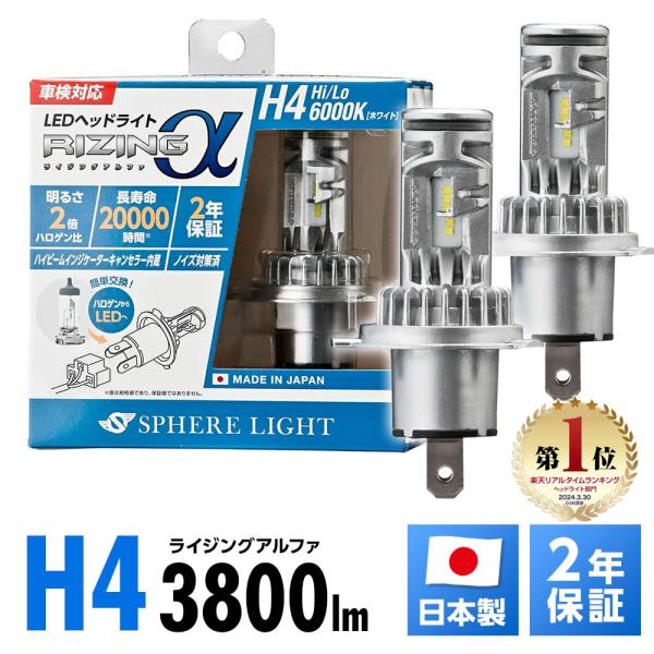 スフィアライトRIZING3 H4 Hi/Lo 6000K SLRZBH4060 バイク用LEDヘッドライト RIZING3 H4 Hi/Lo 6000K [SLRZBH4060