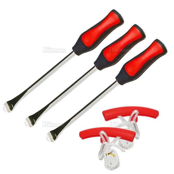 タイヤレバーツールスプーン3個とタイヤアイアンツールプロテクター2個のセット。【リム保護・自転車修復】プラスチック素材で、タイヤ交換時、自転車修復の時、タイヤレバーによりリムを傷つけないようにタイヤレバー&amp;リムプロテクターセットです...