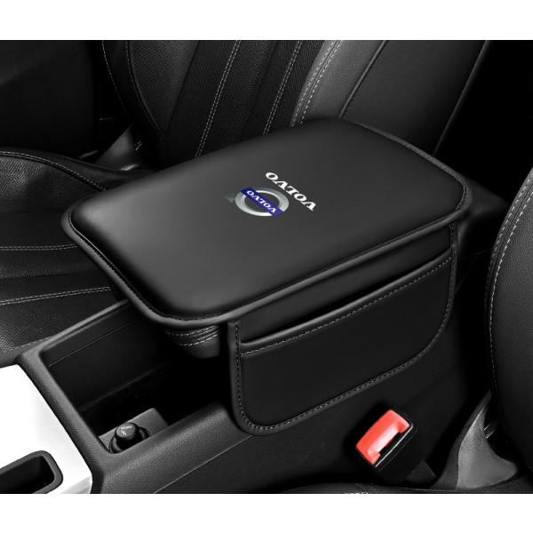 ★ボルボ VOLVO★ブラック★車用アームレストカバー 収納袋付き PUレザー 肘置きカバー アームクッション センターコンソール ポケット aaeg qtm