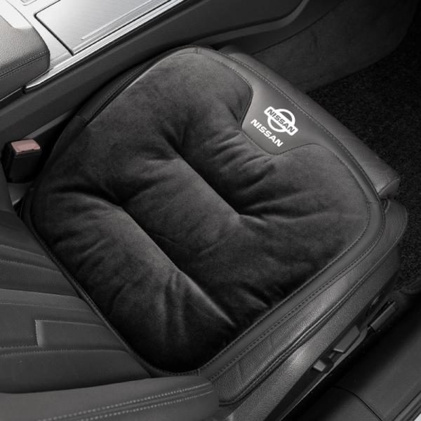 ★日産 NISSAN★ブラック★車用 シートクッション 座布団 低反発   フランネルの表面 冬の座布団 快適 1個 冬季適用 aaga qtm