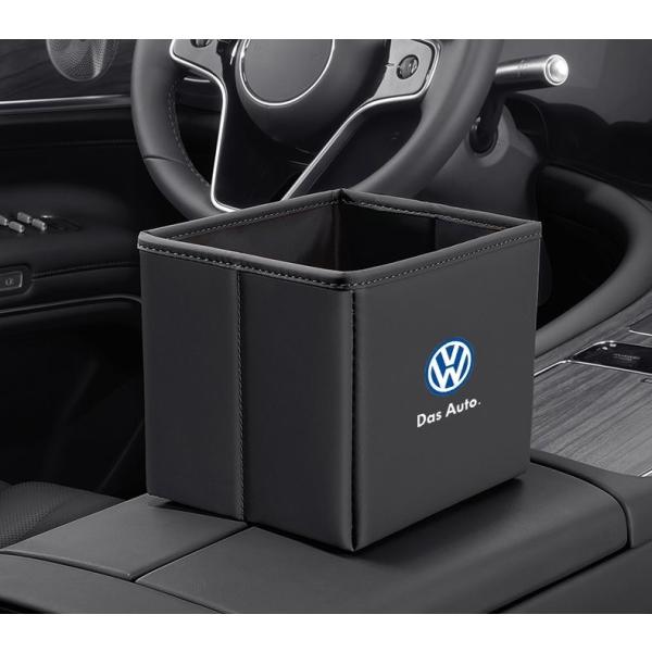 ★フォルクスワーゲン★ブラック★車用ゴミ箱 多機能収納袋 収納ボックス 防水 後部座席収納 運転席用 車用収納ケース 折り畳み 多機能 PUレザー  aagj qtm