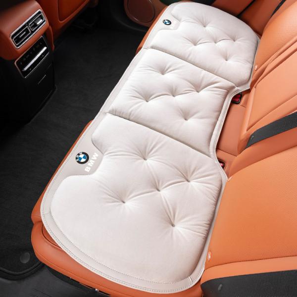 ★BMW★ホワイト★車用 シートクッション 座布団 後部座席用1枚 フランネルの表面 冬の座布団 快適 冬季適用 滑り止め aagu qtm