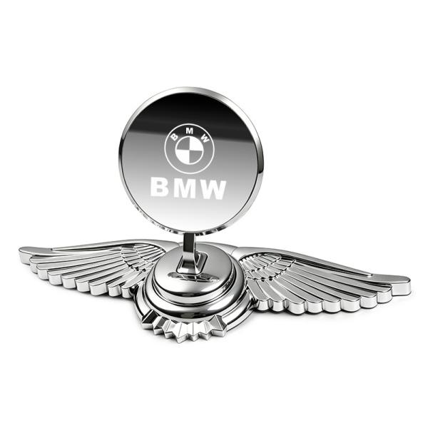★BMW★シルバー/シルバー鏡面★車ボンネットマーク フロントエンブレム ウ ボンネット ウイングマーク 金属製オーナメント 立体3D 鏡面 翼 飾り aain