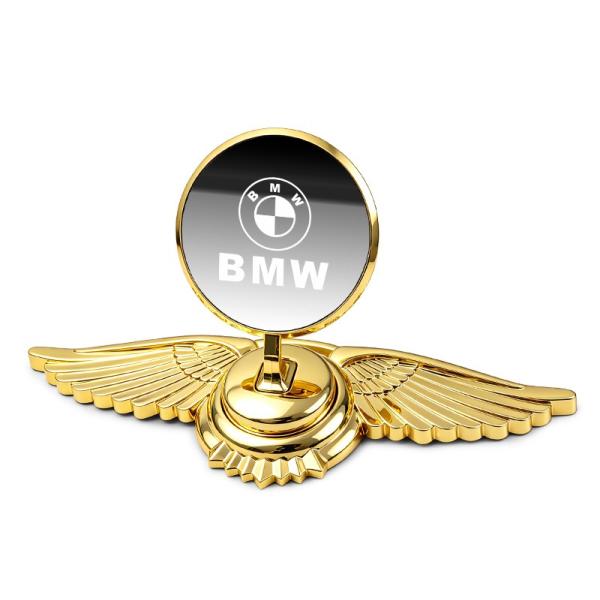 ★BMW★ゴールド/シルバー鏡面★車ボンネットマーク フロントエンブレム ウ ボンネット ウイングマーク 金属製オーナメント 立体3D 鏡面 翼 飾り aain