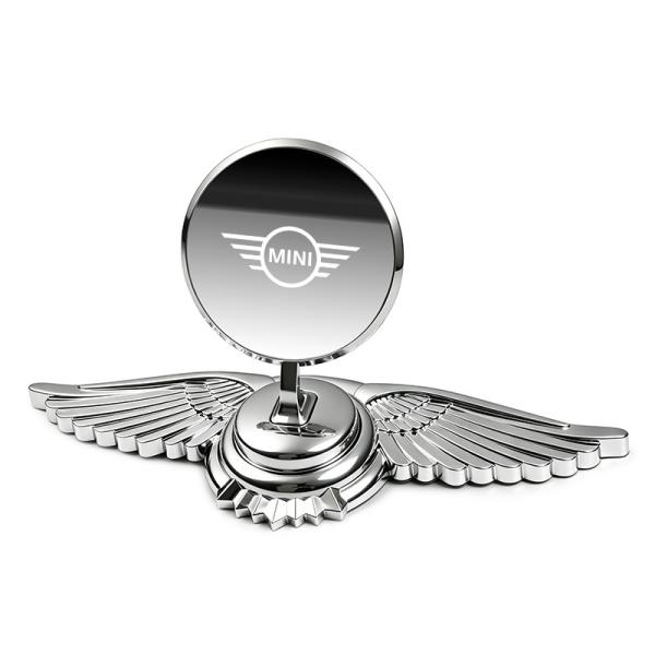 ★ミニ BMW MINI★シルバー/シルバー鏡面★車ボンネットマーク フロントエンブレム ウ ボンネット ウイングマーク 金属製オーナメント 立体3D aain