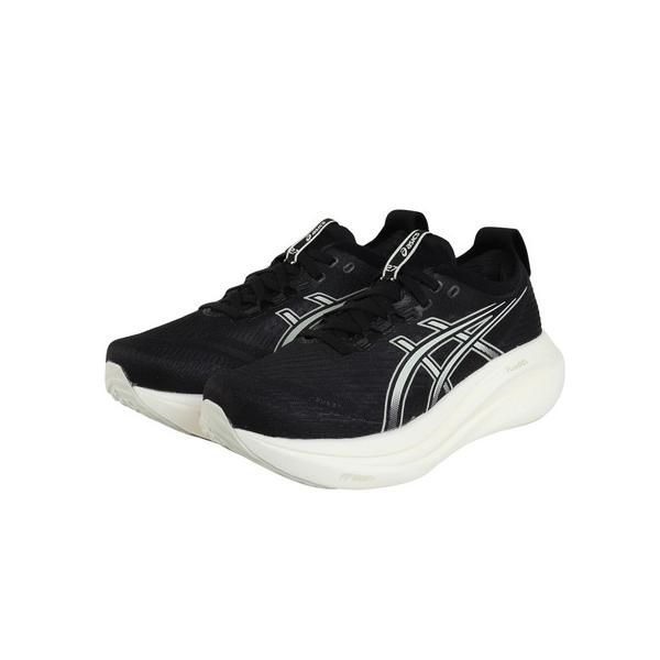アシックス（ASICS）（レディース）ランニングシューズ ゲルニンバス27 ワイド ブラック グレー 1012B752.002 スニーカー クッション