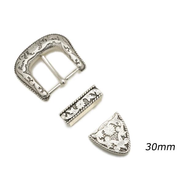 レンジャータイプバックル ニッケル ベルト巾30mm 1セット【メール便