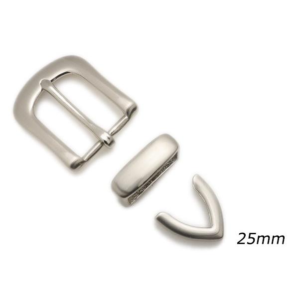 3ピースバックル シルバーニッケル ベルト巾25mm 1ヶ【メール便