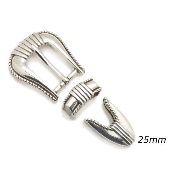 レンジャーバックル ロープエッジ ニッケル ベルト巾25mm、本体57mm×50mm 1セット【メール便対応】 [レザークラフトぱれっと]  レザーク