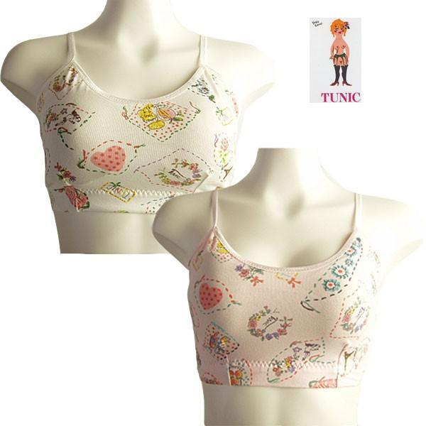 日本製 Tunic チュニック ビスコ４０綿ベア天素材 キャラ ステッチキャンディプリントシリーズ ソフトブラ ワイヤーなし Lサイズ 4215 Apaproduction Fr