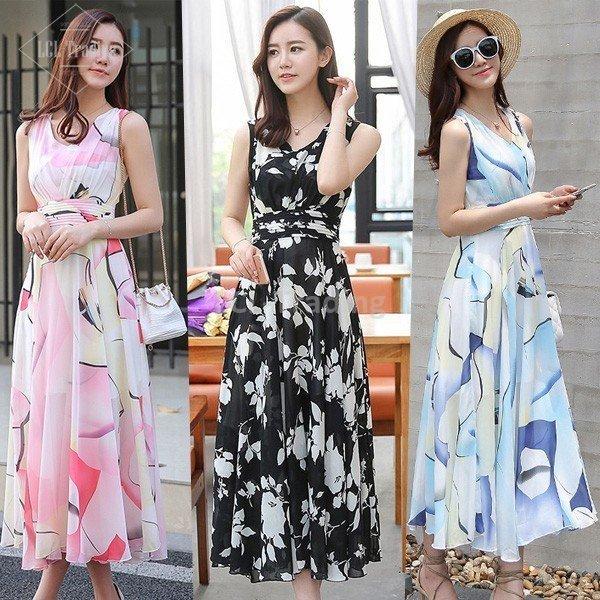 ノースリーブ ロング 膝丈 細身 韓国風 お嬢様 二次会 パーティー S M L Xl レディース ワンピース ワンピース 夏 ドレス 花柄プリント Lcl Lcl 通販 Yahoo ショッピング