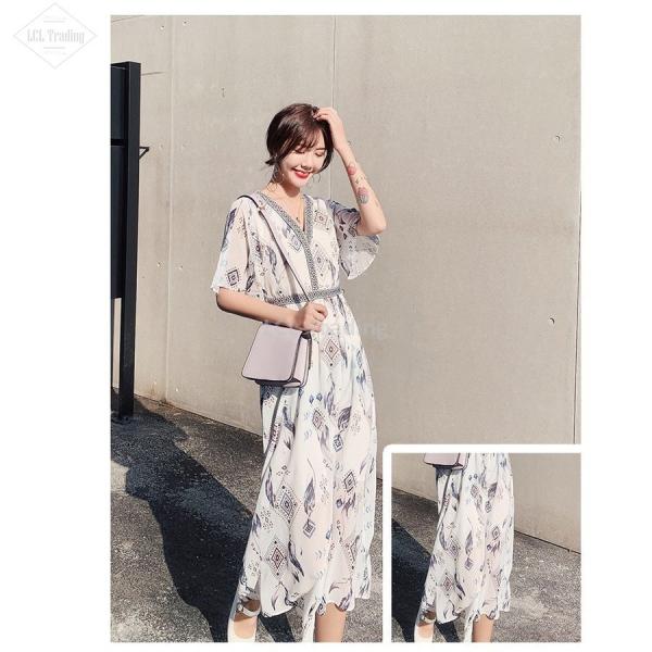 マキシワンピース レデイース シフォン ワンピース フレア 夏 花柄 リゾート ワンピース ロング丈 大きいサイズ オシャレ 着痩せ ゆったり 30代 40代 50代 品揃え豊富で
