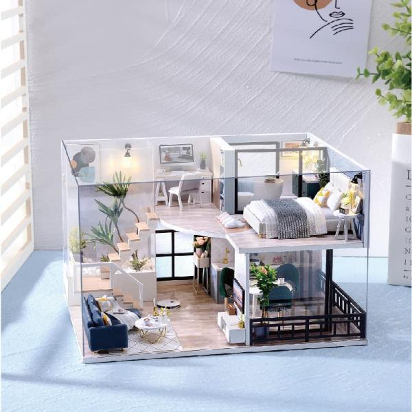木製ミニチュアハウス⭐︎背景ボード⭐︎ハンドメイド⭐︎ドールハウス⭐︎一式セット Amazon | Spilay DIY 木製 ミニチュア ドールハウス 手作り