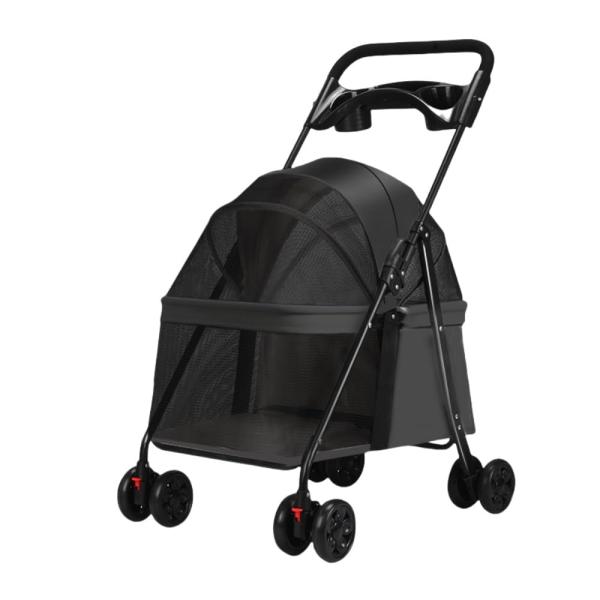 pochi様ブラックペットカート PETTENA ペットカート PETITE ブルー + ダイヤ柄セット
