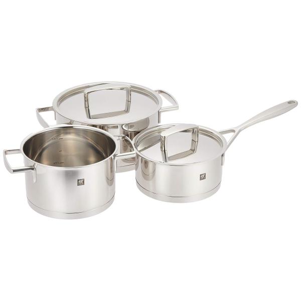 Zwilling ツヴィリング  パッション クックウェア 3pcsセット  両手 深型 片手 鍋 3点 セット ステンレス 底厚 3層構造 IH対応 食洗機対応日本正規販売品  66060001