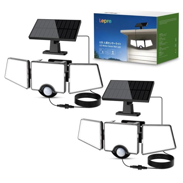 他サイト： Style:ー体・分離型2個入り Lepro ソーラーライト 屋外 防水 センサーライト 屋外 ソーラー 最新分離型 人感センサーライト 3灯式 屋内・屋外使用可【4.8Mケーブの商品画像