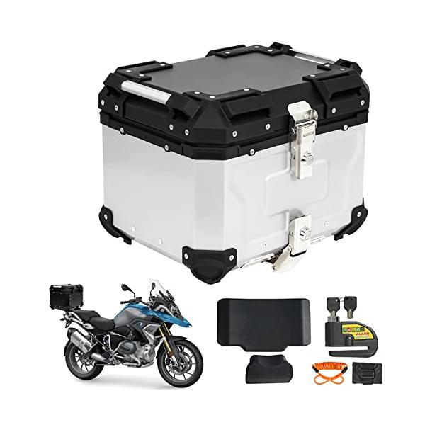 バイクリアボックス 黒 45L 大容量 ブラック アルミ 取付ベース付 鍵2