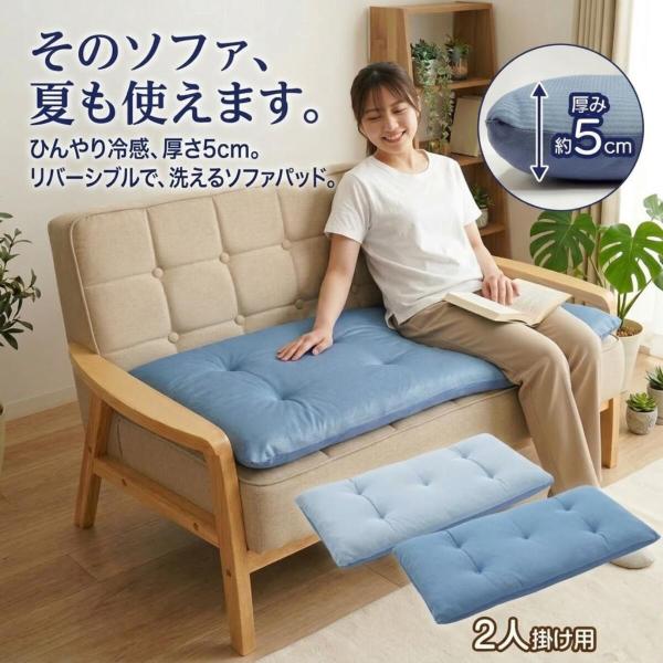 ソファ パッド 2人掛 50×100cm ひんやり 洗える ボリューム シート