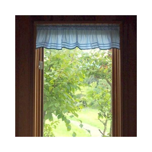 バランスカーテン ブルーストライプ 窓やドアの上飾りに 突っ張り棒で Buyee Buyee Japanese Proxy Service Buy From Japan Bot Online