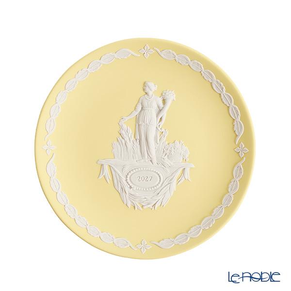 並行輸入品 ウェッジウッド(Wedgwood)ジャスパー カナリーイエロー イヤープレート 17cm デメテル 2027年／令和9年【プレートスタンド、プレートハンガー付き】