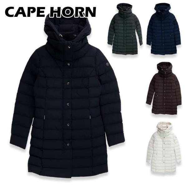 ケープホーン CAPE HORN サンタクルス SANTACRUZ B2570 ダウンジャケット レディース ダウンコート フード付き ストレッチ セミロング丈 防寒 軽量 ブランド