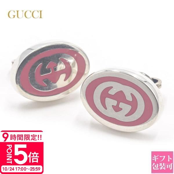GUCCIピアス スターリングシルバー＆レッドエナメル グッチ ピアス メンズ GUCCI エナメル インターロッキングG
