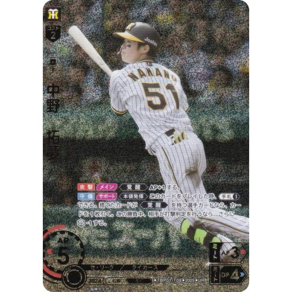 パラレル】ドリームオーダー TBP01-T08 中野 拓夢 阪神 パラレル】ドリームオーダー TBP01-T08 中野 拓夢 阪神