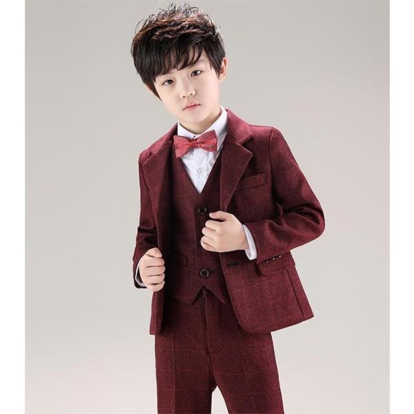 チェック柄 キッズスーツ 子供服 子どもスーツ ジュニア服 4点セット 男の子 子供スーツ フォーマルスーツ ピアノ発表会 結婚式 入学式 カッコイイ 制服 109 237 9 154