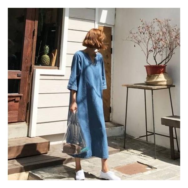 中古未使用 Y秋冬 レディース ロングワンピース デニムワンピース ゆとりqbm4 メール便発送可 ひざ丈ワンピース Rustavi Gov Ge