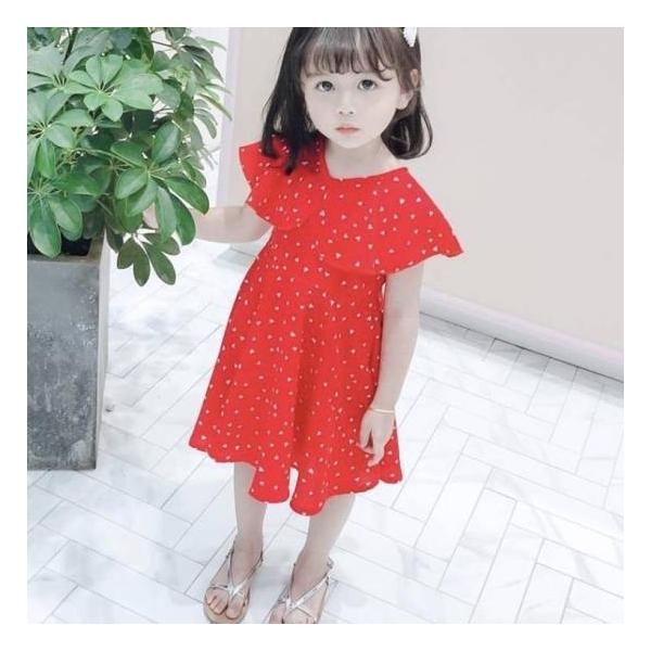 子供服 女の子 ワンピース キッズ おしゃれ 安い 韓国 半袖 夏 春夏 カジュアル トップス 子供ドレス 可愛い ハート シフォン 膝丈 リゾート 入学式 結婚式 人気 Apaproduction Fr