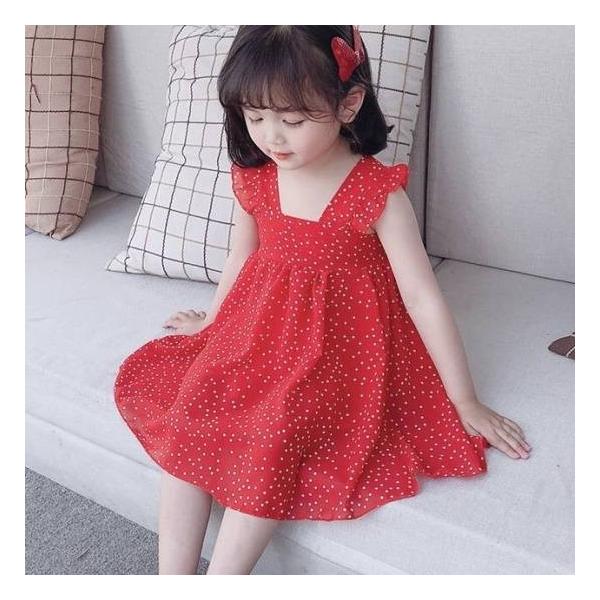 子供服 女の子 ワンピース キッズ おしゃれ 安い 韓国 ノースリーブ 夏 春夏 カジュアル トップス かわいい 子供ドレス ジュニア フリル ドット柄 フレア 薄手 Www Manica Co Mz