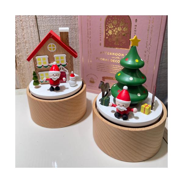 ■タグ可愛い カワイイ 優しい ナチュラル コンパクト 冬 サンタクロース クリスマスツリー メロディー 回転 オシャレ 大人 子供 インテリア リビング 寝室 玄関 冬 小さめ 置き物 小物 雑貨 2025クリスマス雑貨