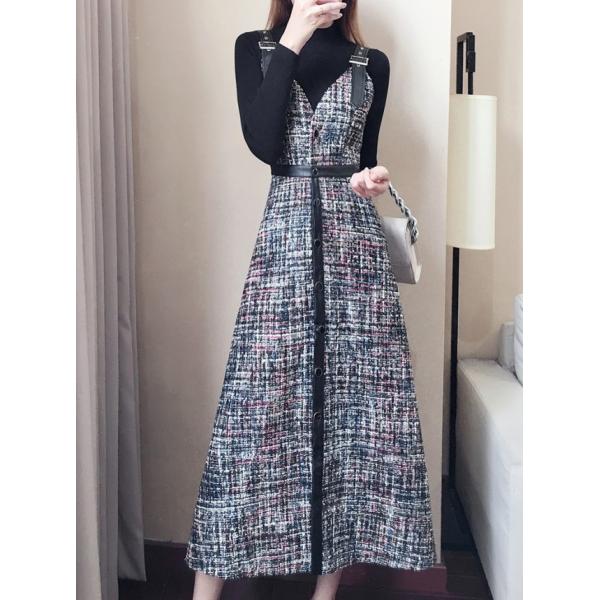 スーツ ワンピース ジャケット 秋冬服 長袖 ツイード 新品未使用　タグ付き SALE] ツイードジャケットセットワンピースセレモニースーツ (S