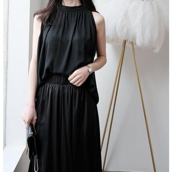 トップス レディース 黒 白 シャツ ブラウス 春 夏 ホルターネック