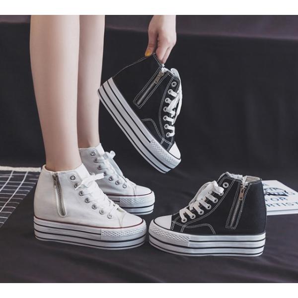 シュウカ レディース スニーカー 厚底スニーカー ブラック 通勤通学 ベージュ 厚底 ピンク 厚底スリッポン プラットフォーム ホワイト シューズ ローカットスニーカー スリッポン シンプル