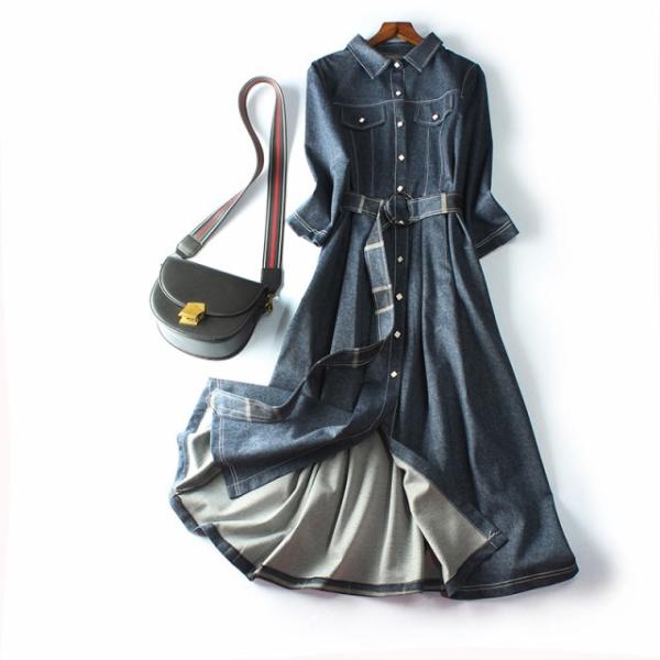 デニム ワンピース ロング レディース デニムワンピース ロング