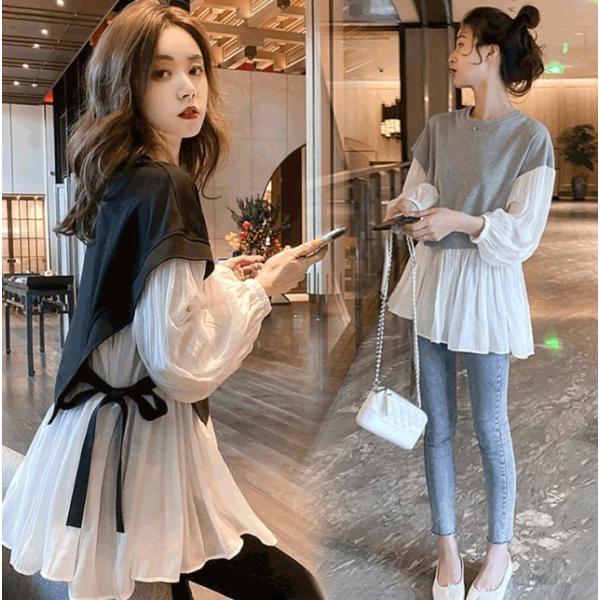 【6L／レッド】レース＊アシンメトリー＊長袖Tシャツ＊チュニック＊大きいサイズ leap-ec_ssj0119