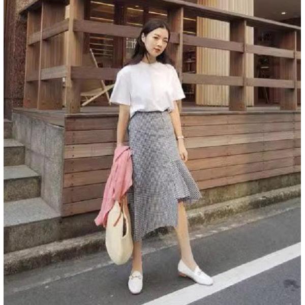 マーメイドスカート ミモレ丈 ギンガムチェックスカート ミモレ  