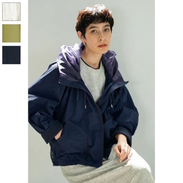 予約販売) Lallia Mu ラリアムー ギャザー フード ナイロン ブルゾン