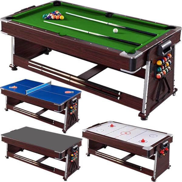 ビリヤード、エアホッケー、卓球、テーブルトップと4つのモードでお使いになれます。ビリヤードのテーブルを回転させることでエアホッケーに切り替わります。サイズ  213×112×81cm総重量　約145kg梱包時サイズ  本体：227×122....