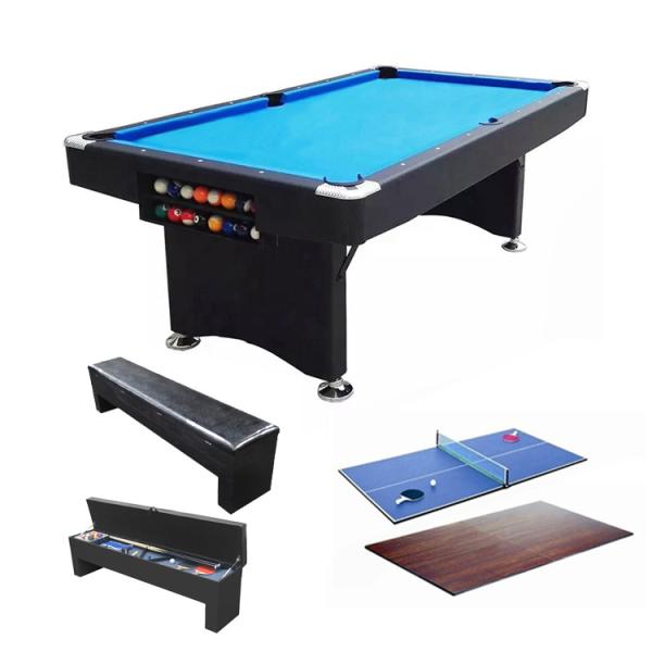 折り畳み式ビリヤードテーブル、未使用時は脚を折りたたみ可能。[ビリヤード台]サイズ外径：213cm×122cm×81cm(梱包時：220cm×128cm×23cm)重量 108kg材質ボディ 内部：圧縮材、表面：化粧板ラシャ面 厚さ18mm...