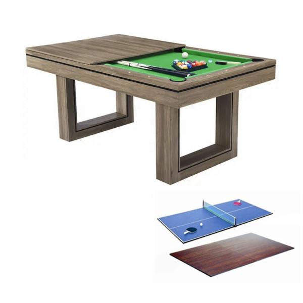 ビリヤードテーブル、ダイニングテーブル、卓球台、1台に3つの機能を備えたビリヤードテーブル。特徴的でスタイリッシュなU字型の脚はしっかりと固定されていて安定感も抜群。ビリヤードで遊ばない時はデスクトップ(天板)を乗せて事務机/食卓用テーブル...