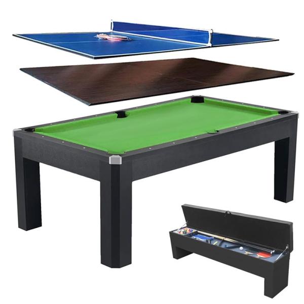 ビリヤードテーブル、ダイニングテーブル、卓球台、1台に3つの機能を備えたビリヤードテーブル。ビリヤードで遊ばない時は天板を乗せて事務机/食卓用テーブルに早変わり。自宅、オフィス、集会場、レクリエーション施設に1台あると便利なおすすめ商品です...