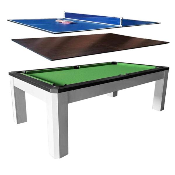 ビリヤードテーブル、ダイニングテーブル、卓球台、1台に3つの機能を備えたビリヤードテーブル。ビリヤードで遊ばない時はデスクトップ(天板)を乗せて事務机/食卓用テーブルに早変わり。自宅、オフィス、集会場、レクリエーション施設に1台あると便利な...