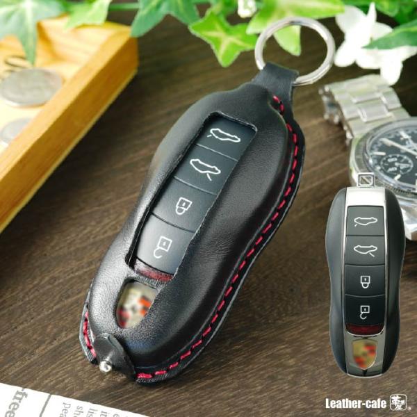 スマート キーケース ポルシェ 718 991 マカン パナメーラ スマートキー キーカバー 車 本革 レザー 日本製 メンズ おしゃれ 名入れ 窓付き